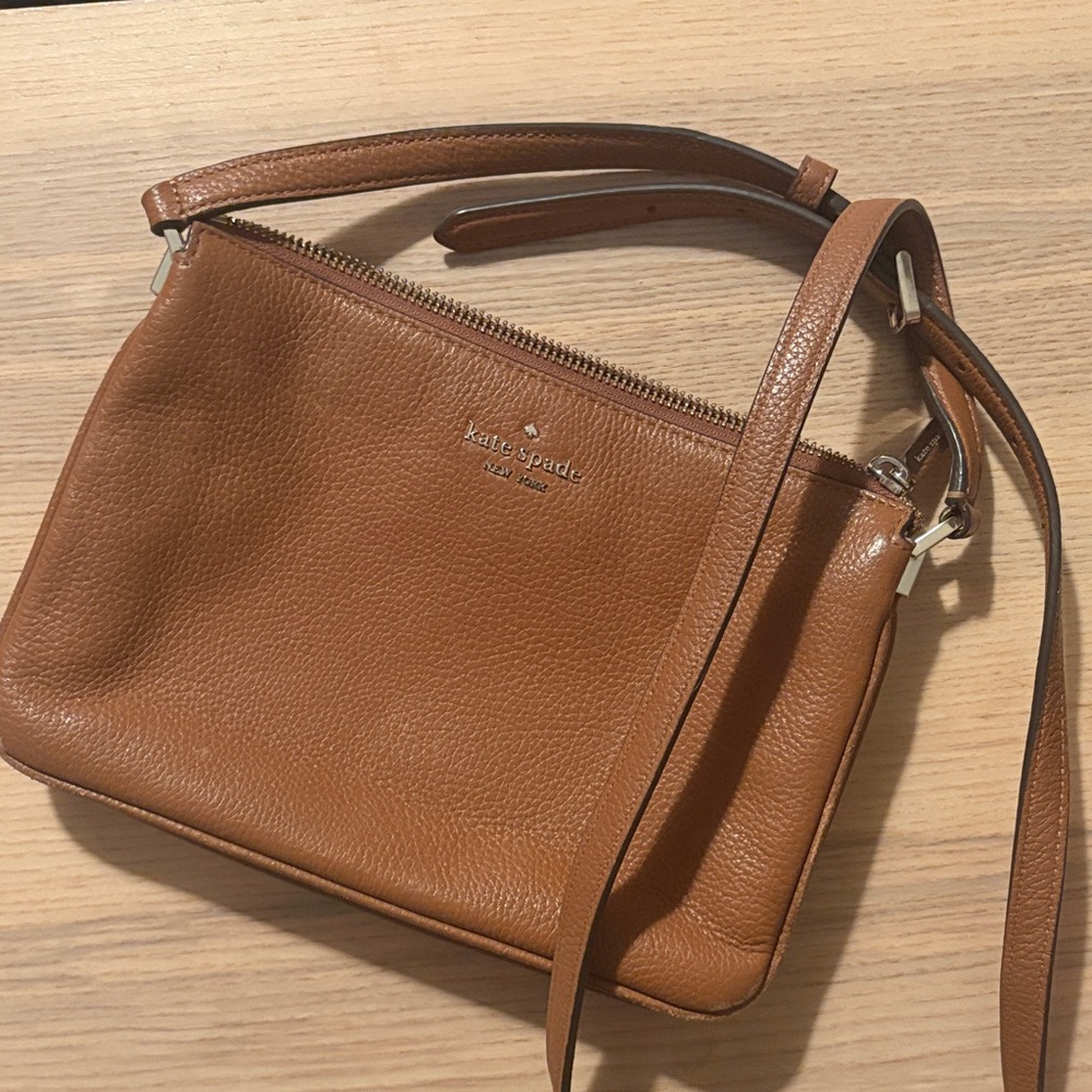 kate spade Pebbled Leather Crossbody in Cognac Brown